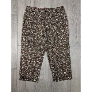 Talbots Capri Pants Womens Size 12 Brown White Floral